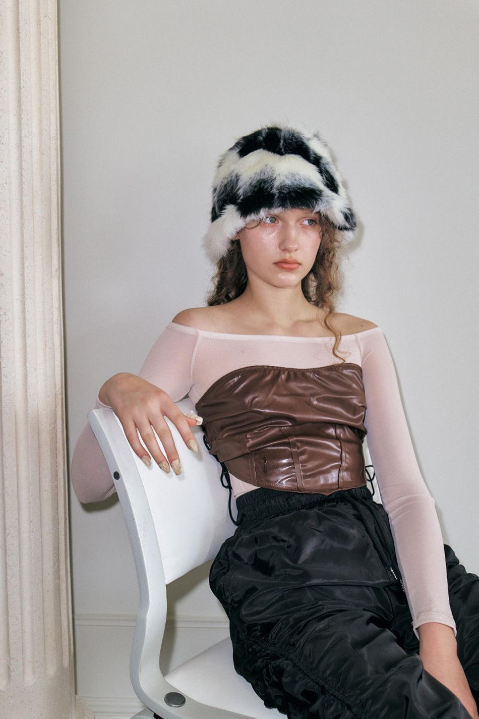 Fur Meatel Hat in Black Tabby, 7만 8천원