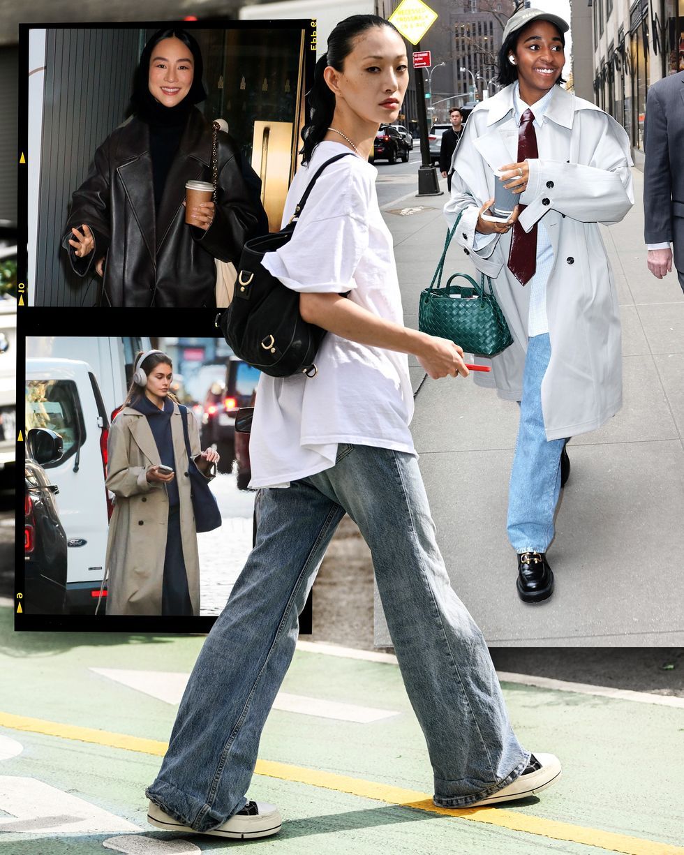 Gettyimages/(왼쪽부터 시계 방향) 통근 코어를 선보이는 그레타 리, 아요 에데비리, 모델 최소라와 카이아 거버.