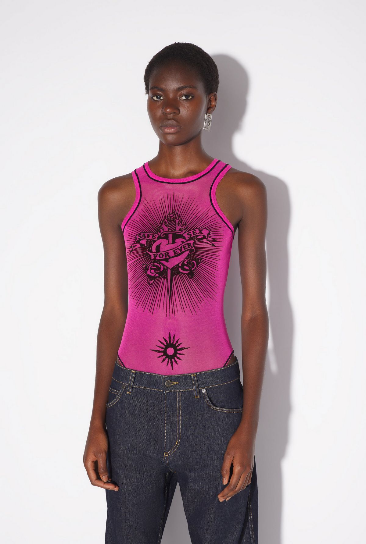 Jean Paul Gaultier 장 폴 고티에 THE PINK SAFE SEX TATOO BODYSUIT, 480달러