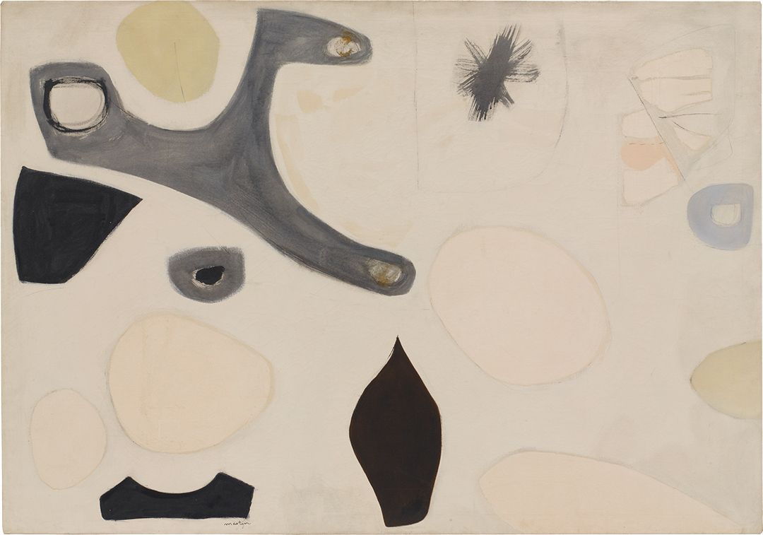 <Untitled>, 1955, Oil on canvas, 118.1x186.3cm. © Estate of Agnes Martin / Artists Rights Society (ARS), New York Courtesy of Pace Gallery Photo by Gordon Riley Christmas