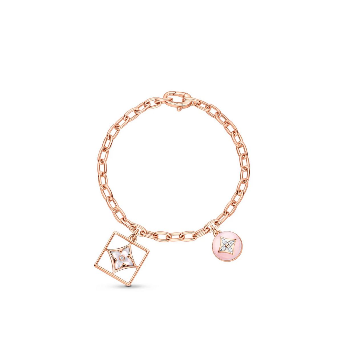 Louis Vuitton B 블라썸 팔찌, 핑크 골드, 화이트 골드, 핑크 오팔, 화이트 자개와 다이아몬드. 1천4백5만원