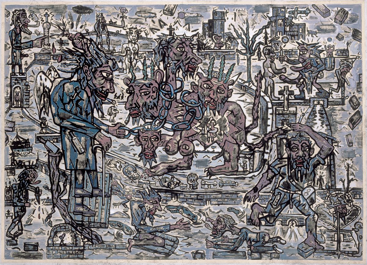 프레드 베르보에츠, <Mijn Stad 1>, 1997, 종이에 단일 판화 에칭, 아크릴 채색, 212x292cm.