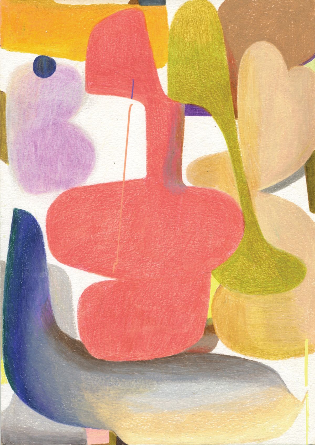 성낙희, <portamento22>, 2022, Color pencil, oil pastel, pen on paper, 21x29.7cm.