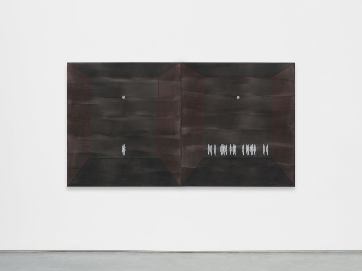 한나 허, 〈lost Thing〉, 2024, 판넬 위 캔버스에 색연필, 아크릴, 안료, 127 x 111.8cm (50 x 44 inch)