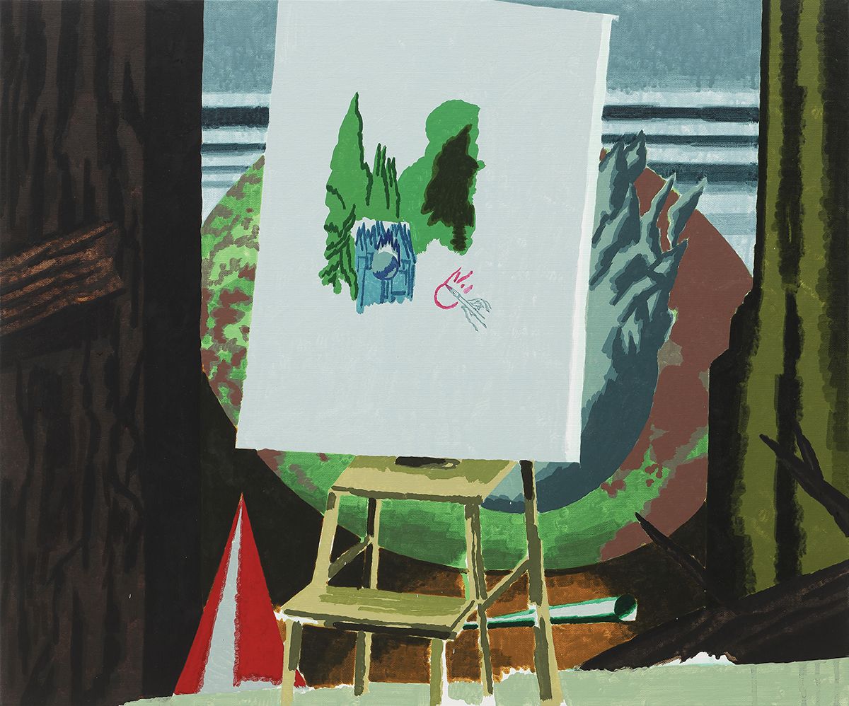 전현선, <배경과 그림>, 2022, Watercolor on canvas, 61x73cm.