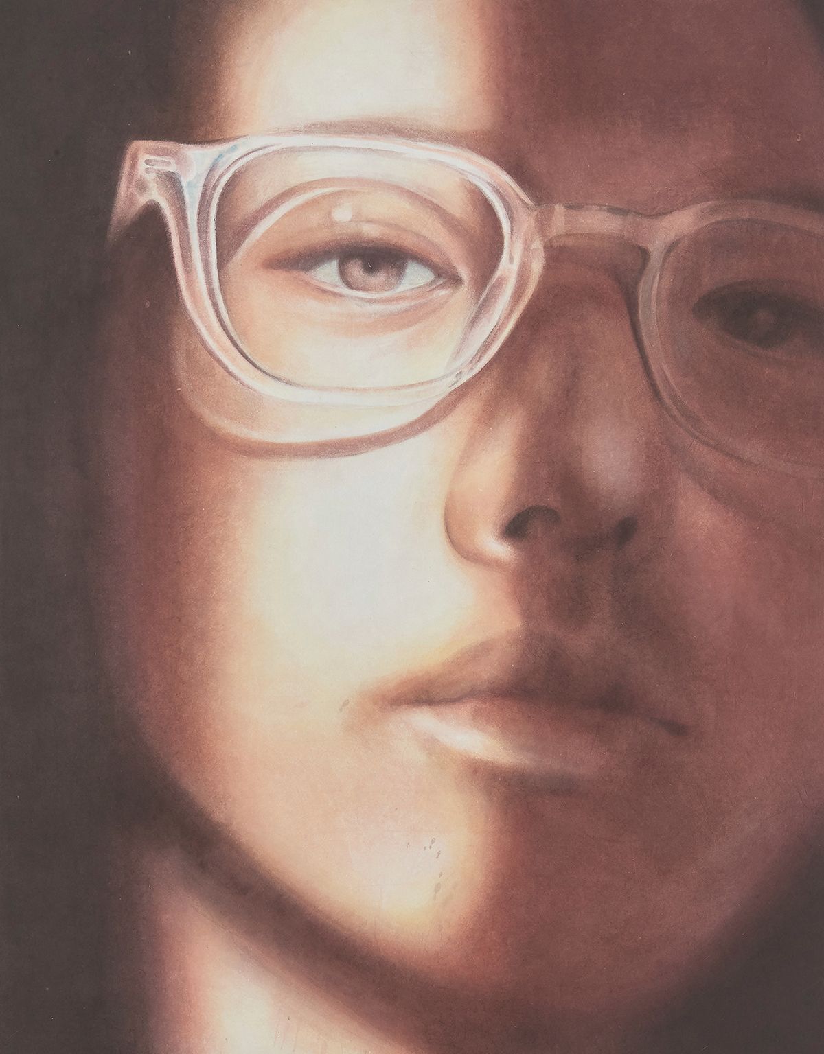 양유연, <Afterglow in Between>, 2023, 장지에 아크릴릭, 142.8x76.3cm.