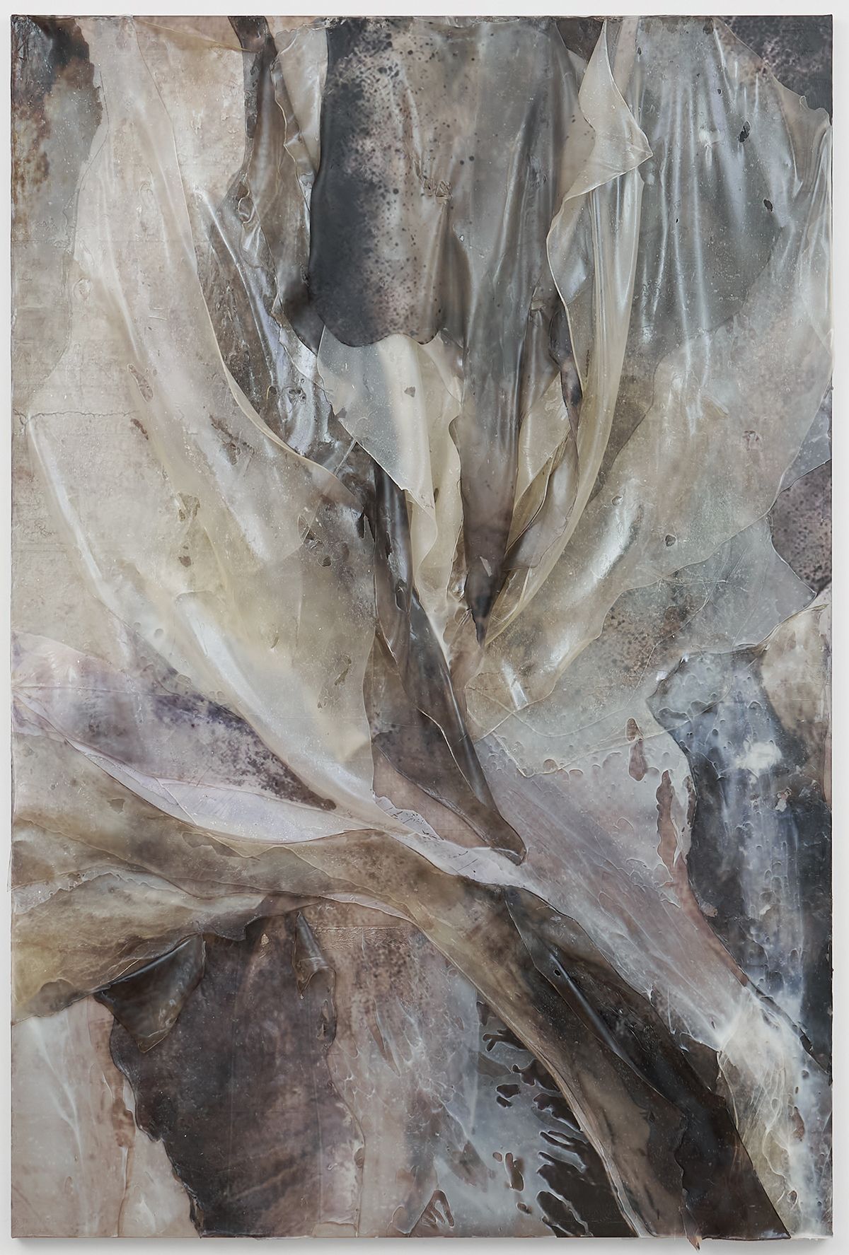 정희민, <오래된 선지자로부터>, 2024, Acrylic, gel medium and UV print on canvas, 194x130cm.