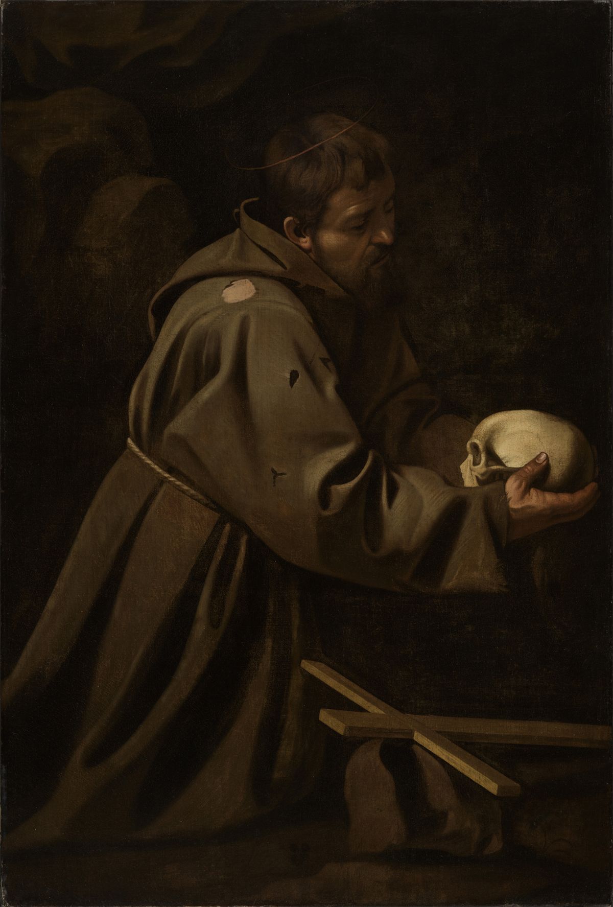 카라바조-묵상하는 성 프란체스코 St. Francis in Meditation, c. 1603, 캔버스에 유채, 136 x 91 cm, Switzerland, Aion.art