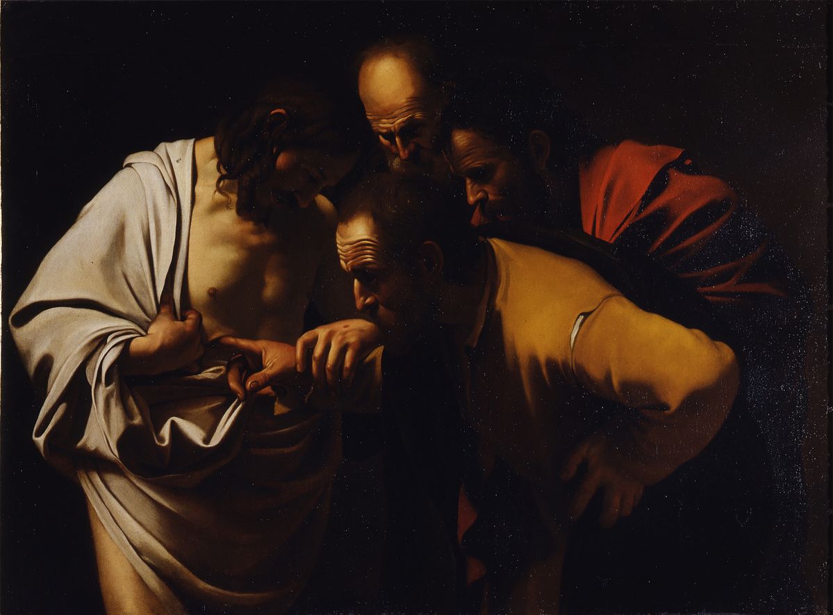 카라바조-성 토마스의 의심,The Incredulity of Saint Thomas, 1601-1602,캔버스에 유채, 106x146cm, 우피치미술관