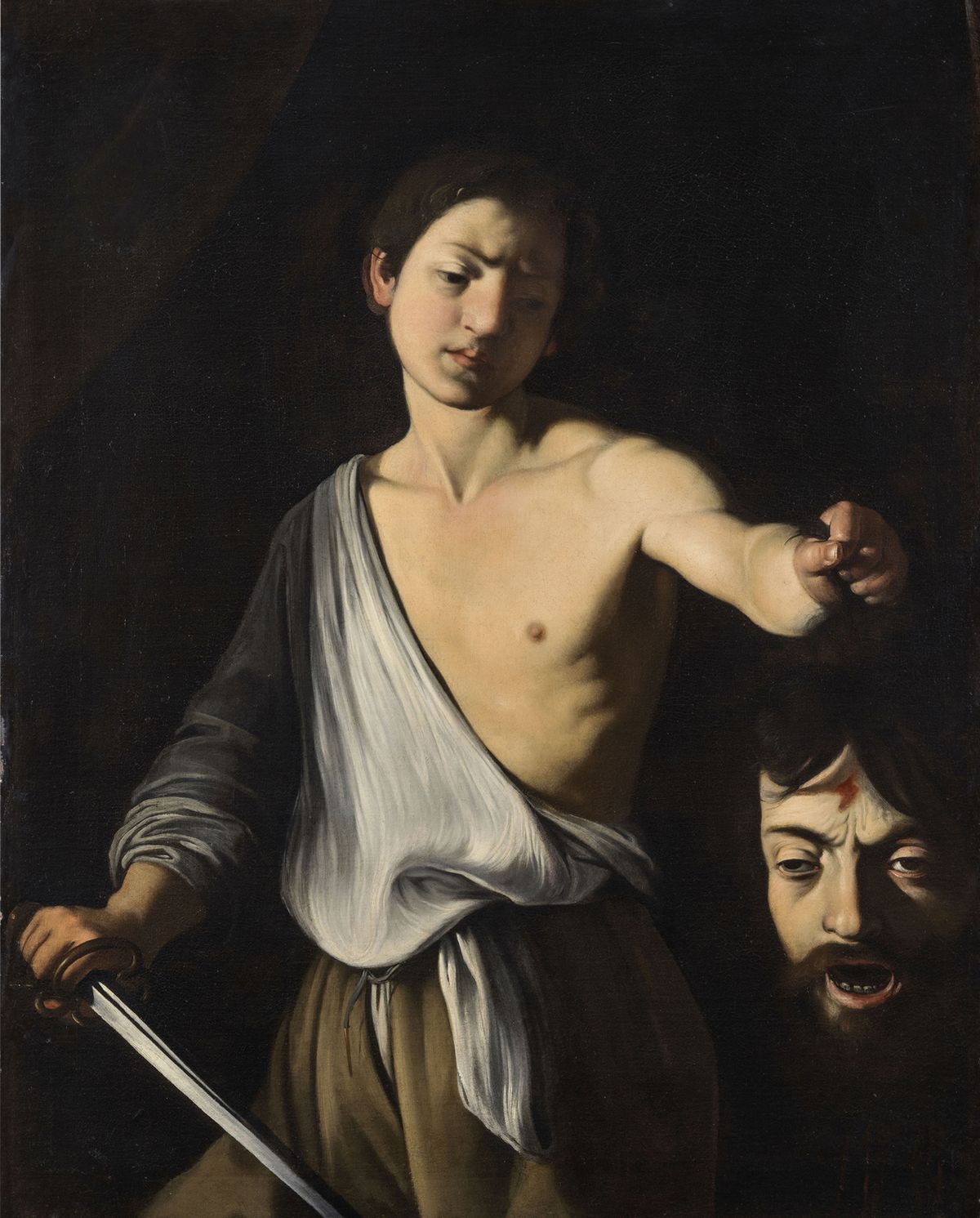 카라바조-골리앗의 머리를 든 다윗, David with the Head of Goliath, 1606, 캔버스에 유채, 119.5x94.5cm, 개인 소장