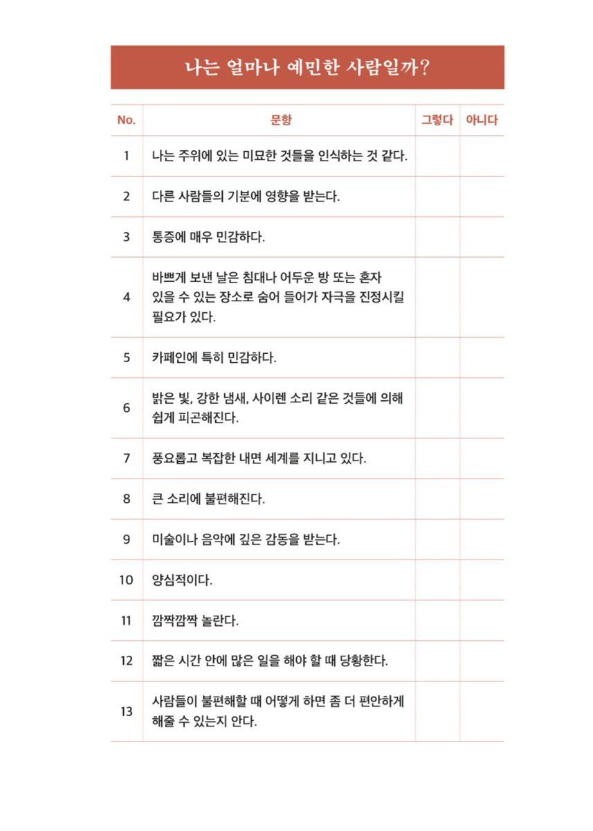 예민함 테스트