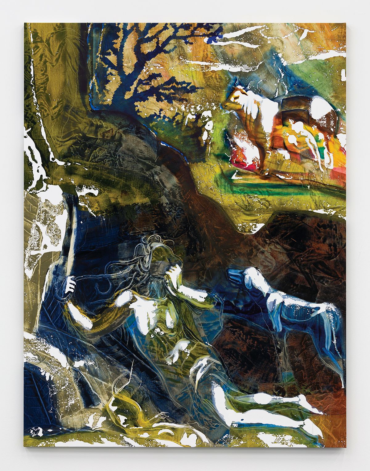 Brazen Bull with Medusa (LIDAR)>, 2022, Oil on linen, 200.7x152.4cm | 79x60in. Courtesy the artist and Miguel Abreu Gallery, New York.
