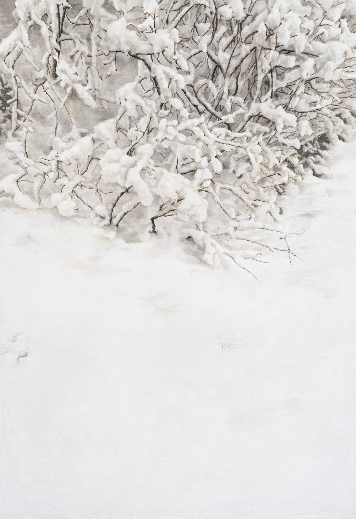 문경원, <소프트 커튼_화이트 IV>, 2025, 캔버스에 아크릴릭, 유채, 140 x 140 cm. Courtesy of the artist and Gallery Hyundai 갤러리현대 제공.