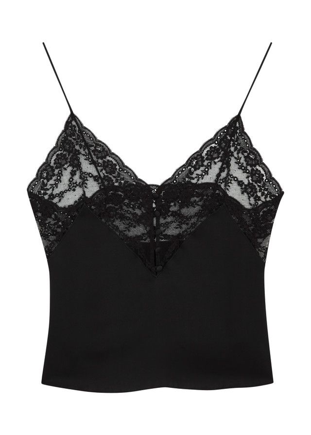 생 로랑 Lace-Trimmed V-Neck Slik Cami Top, 가격 미정