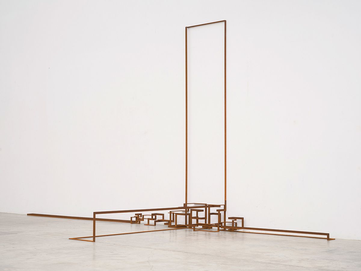 Antony Gormley, <NOW>, 2024, 8mm Corten steel, 274x594x216cm. Photograph by Stephen White & Co. ⓒ the artist