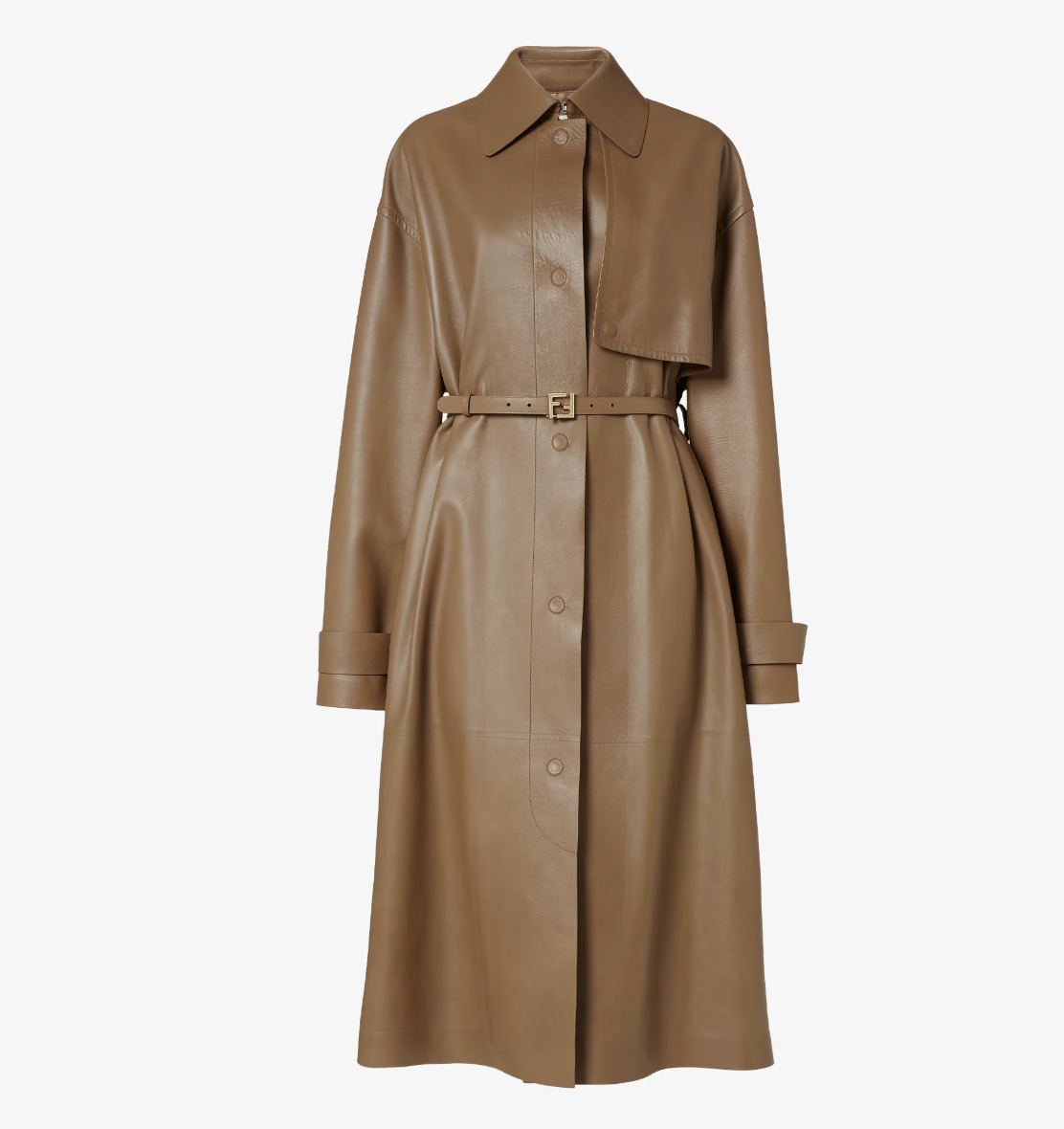 Fendi 라이트 브라운 나파 가죽 트렌치 코트 1천 620만 원