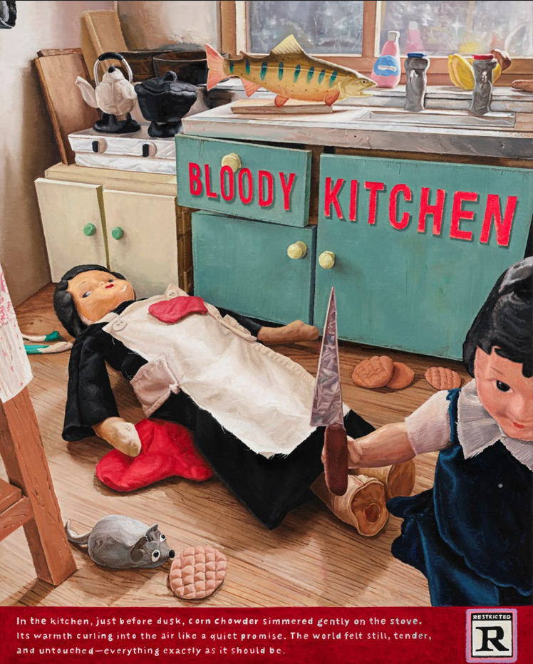 시용쥔 SHIH Yung Chun, 블러디 키친 Bloody Kitchen 血腥廚房, 2025, 캔버스에 유채 Oil on canvas, 162 x 130 cm
