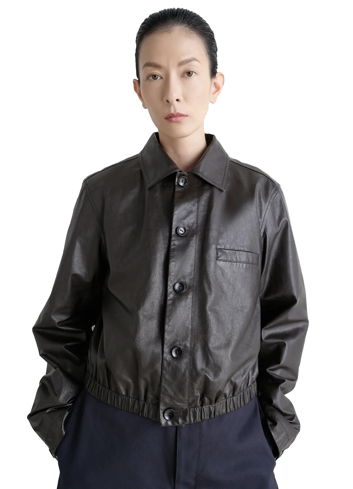 소프트 레더 블루종