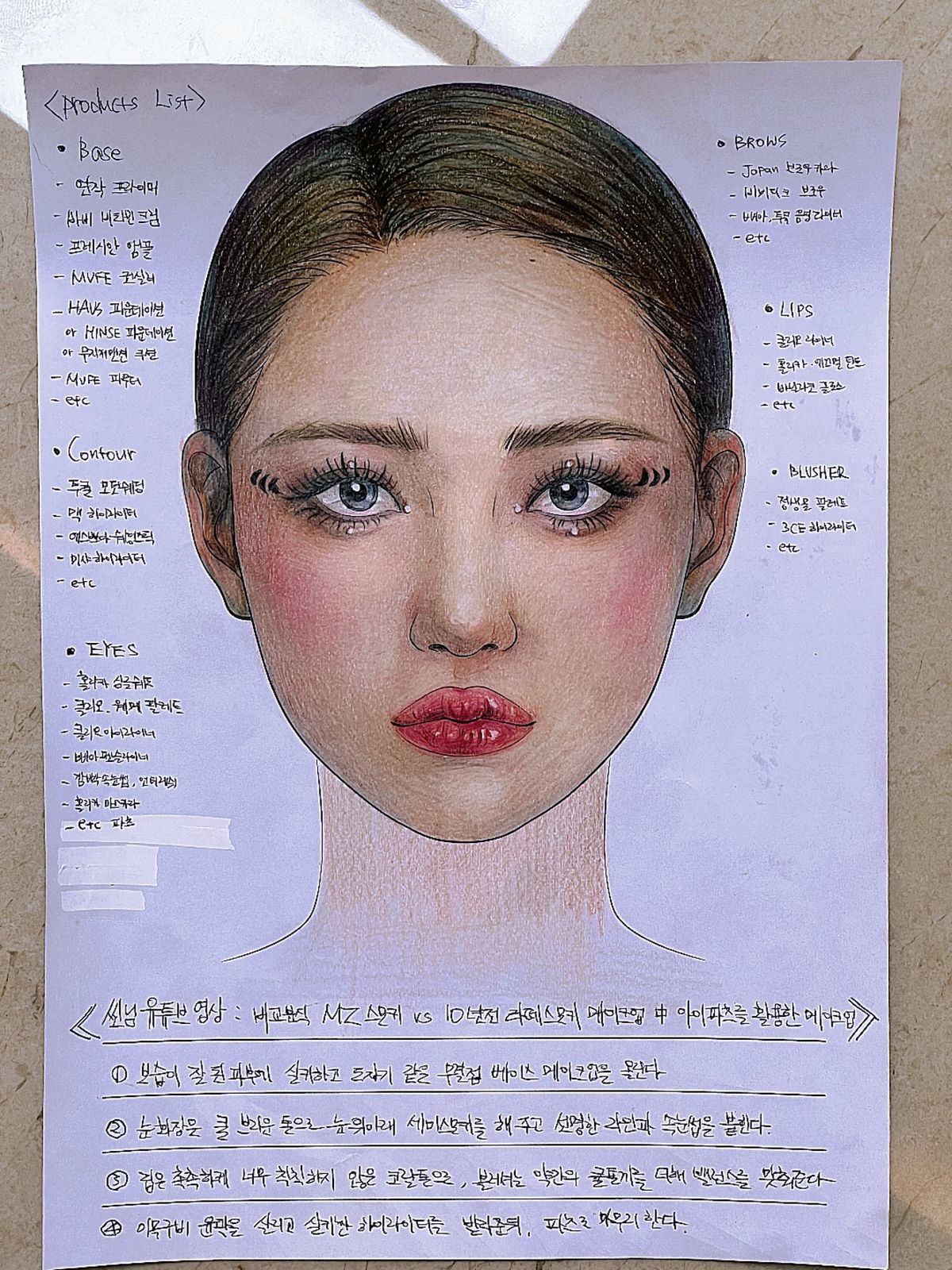 씬님의 저스트 메이크업 1라운드 스케치(출처: @ssinnim)