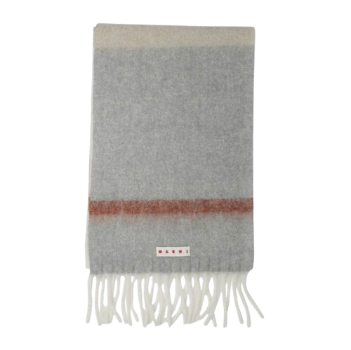 컬러 블록 패턴 프린지 엣지 스카프