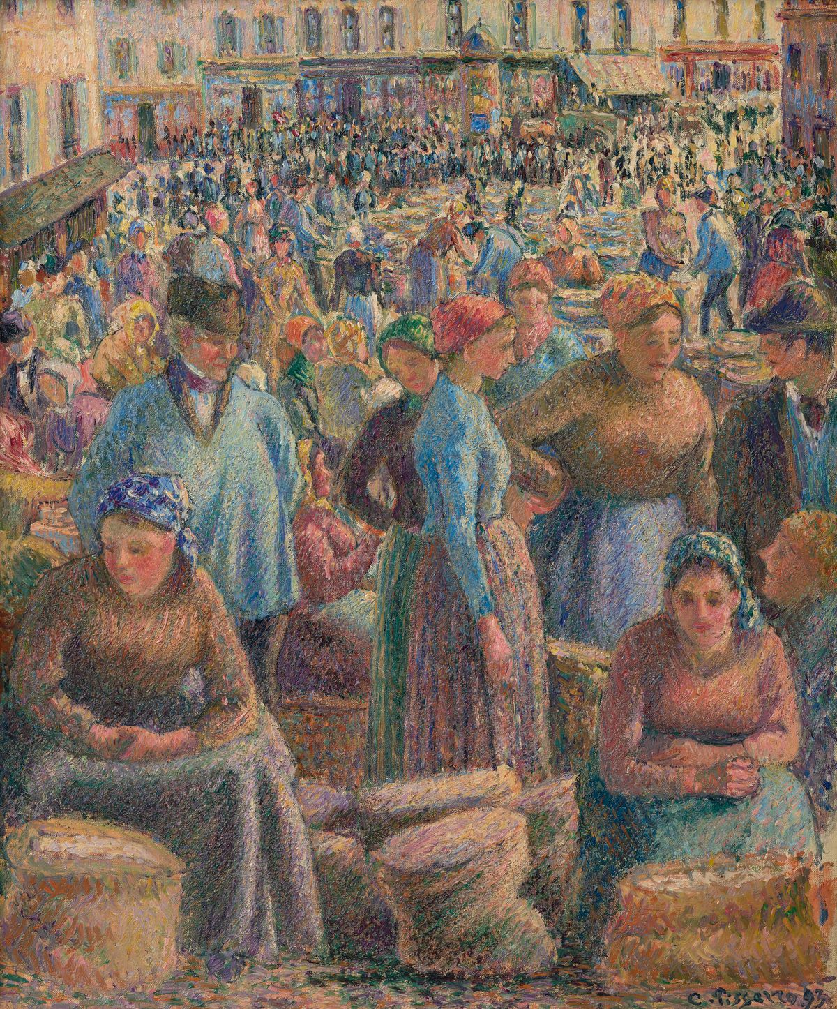 카미유 피사로(1830-1903), 〈퐁투아즈 곡물 시장〉, 1893, 캔버스에 유화 물감, 46.5x39cm, 국립현대미술관 이건희컬렉션