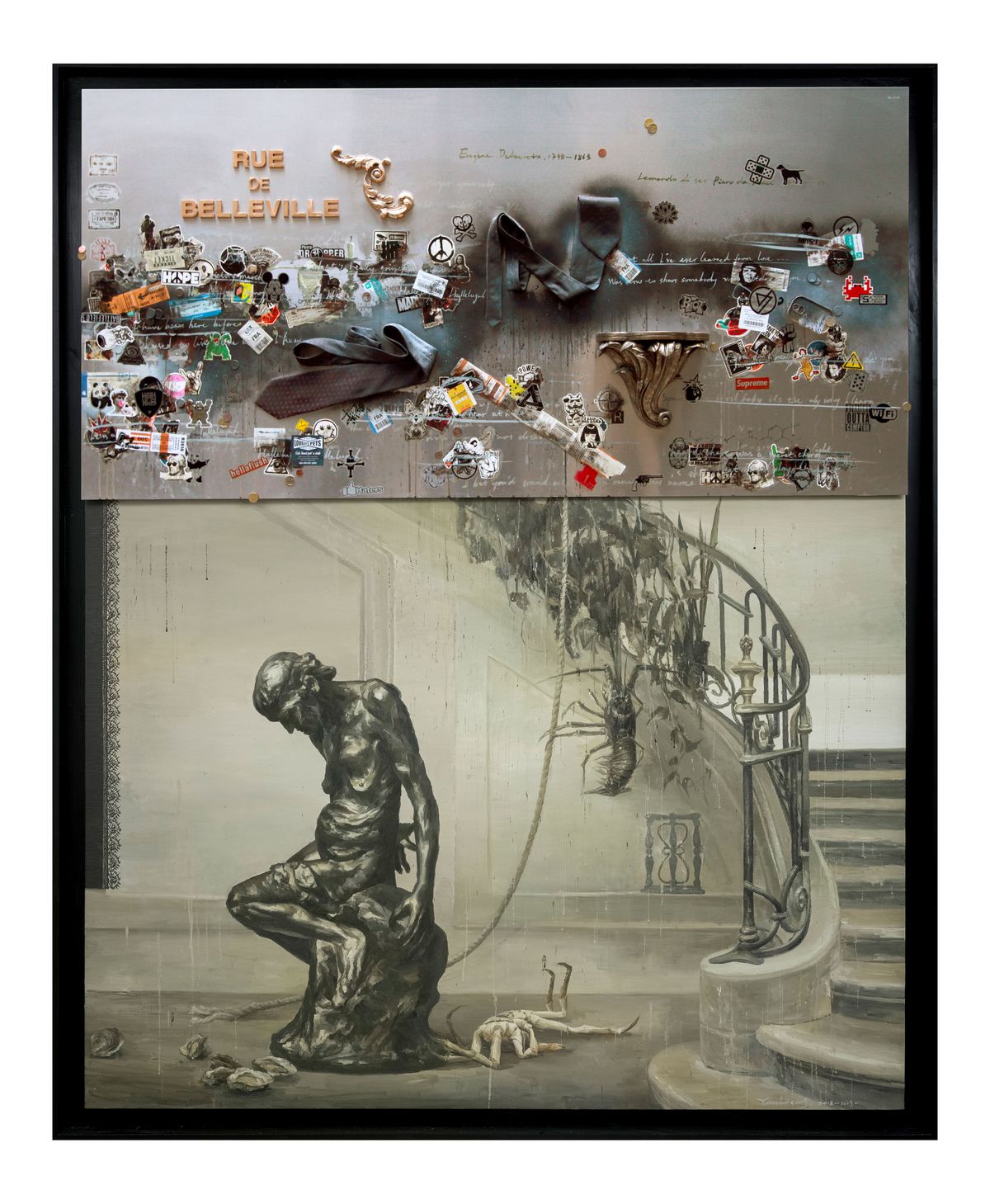 압생트-벨빌 Absinthe-Belleville, 2019, oil on canvas and mixed media, 258x216x25㎝. ⓒ 2025 Yan Heng