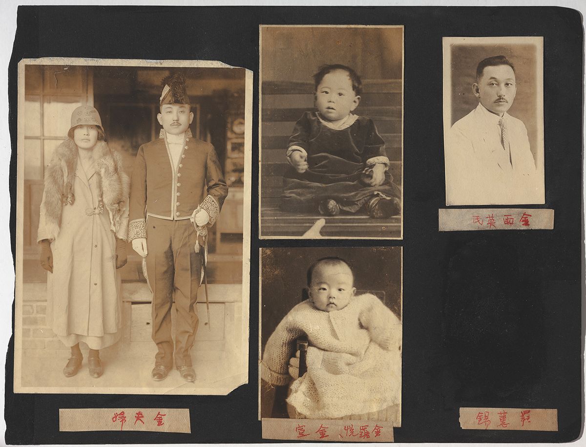 나혜석의 사진첩 속 남편 김우영, 자녀 김나열, 김선의 모습.