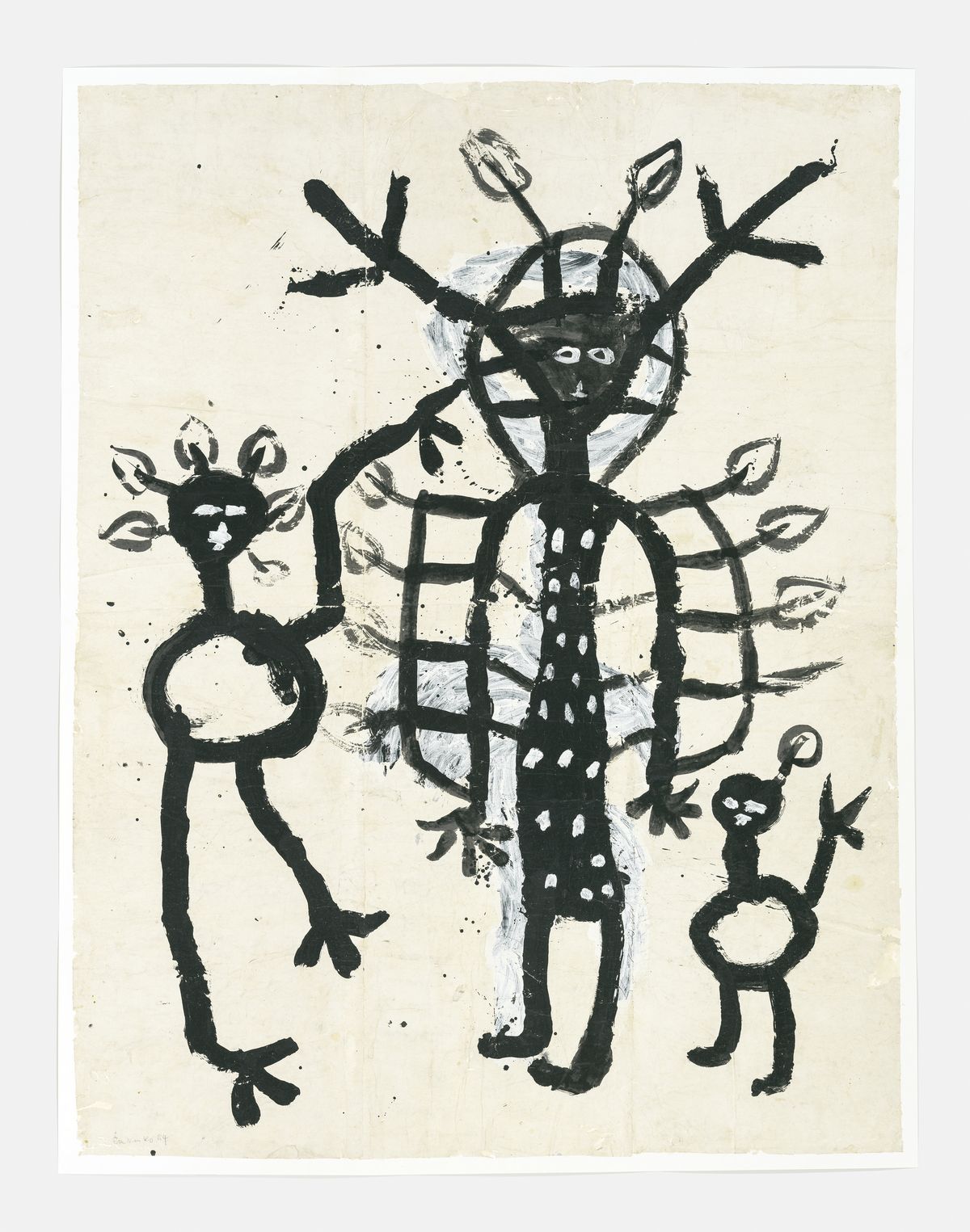 노은님, 나무 가족, 1984, 한지에 혼합재료, 269 x 209 cm