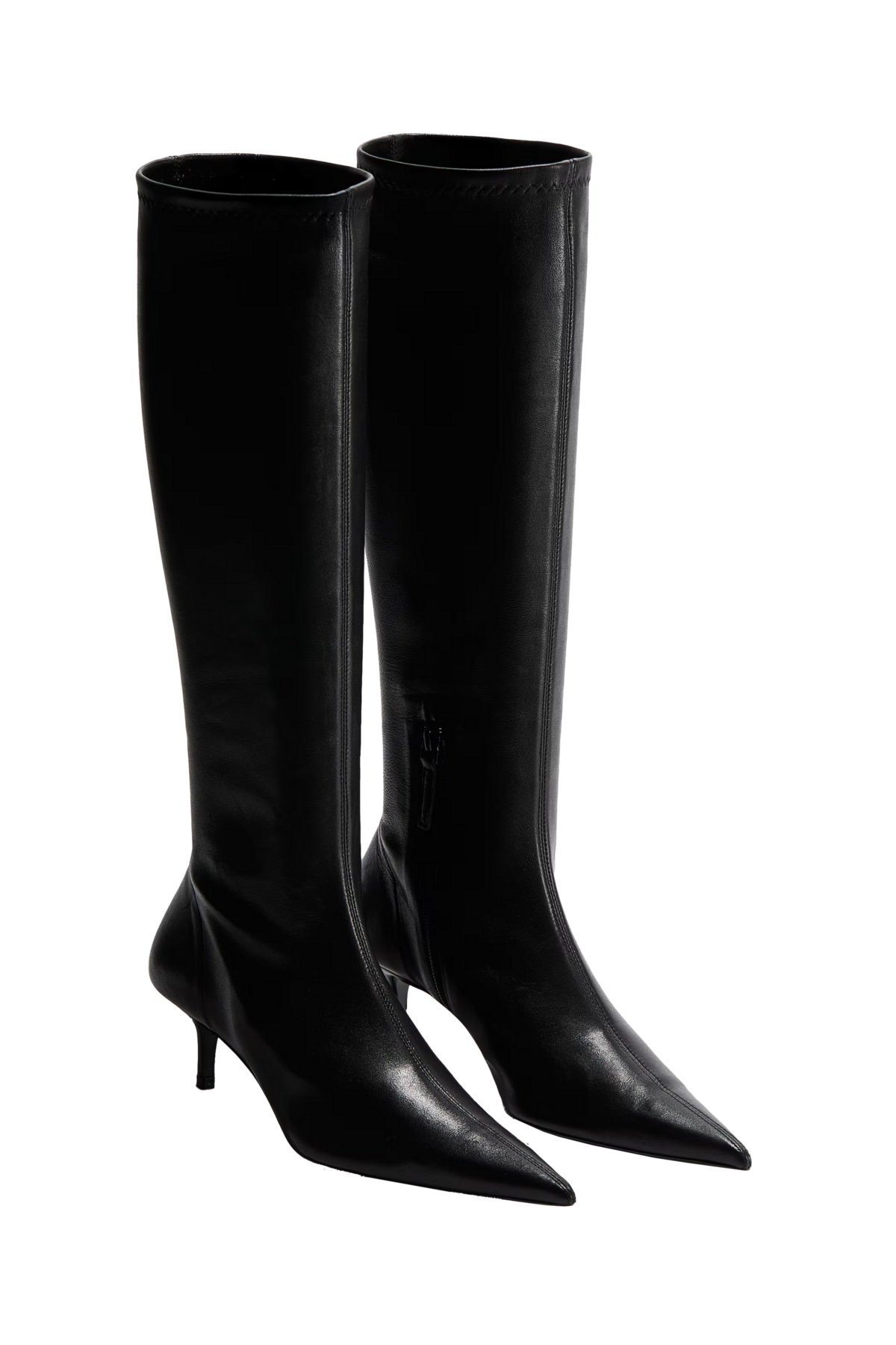 힐 레더 삭스 부츠 블랙