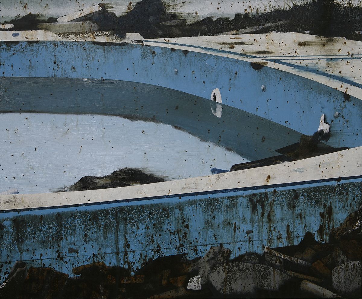 <수영장(Swimming Pool)>, 2025, Acrylic on canvas, 38x46cm. ⓒ AN Gyunsgu, ARARIO GALLERY