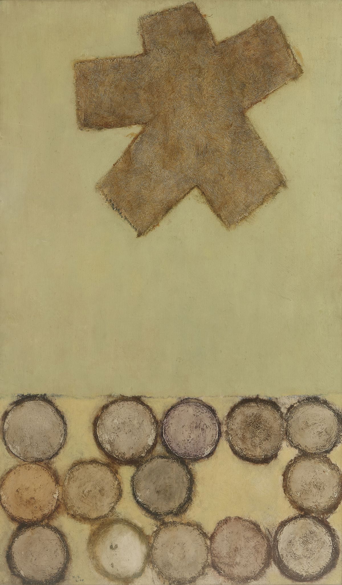 이규상, 〈작품 A〉, 1960, 합판에 유화 물감, 155 x 90 cm, 고려대학교박물관 소장