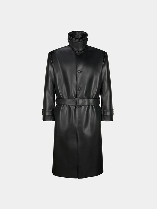오버사이즈 인조가죽 발마칸 코트