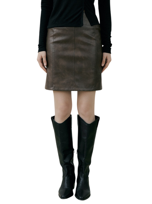 RIE 클래식 레더 스커트