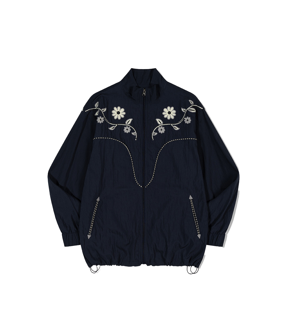 Embroidery Western Windbreaker Navy