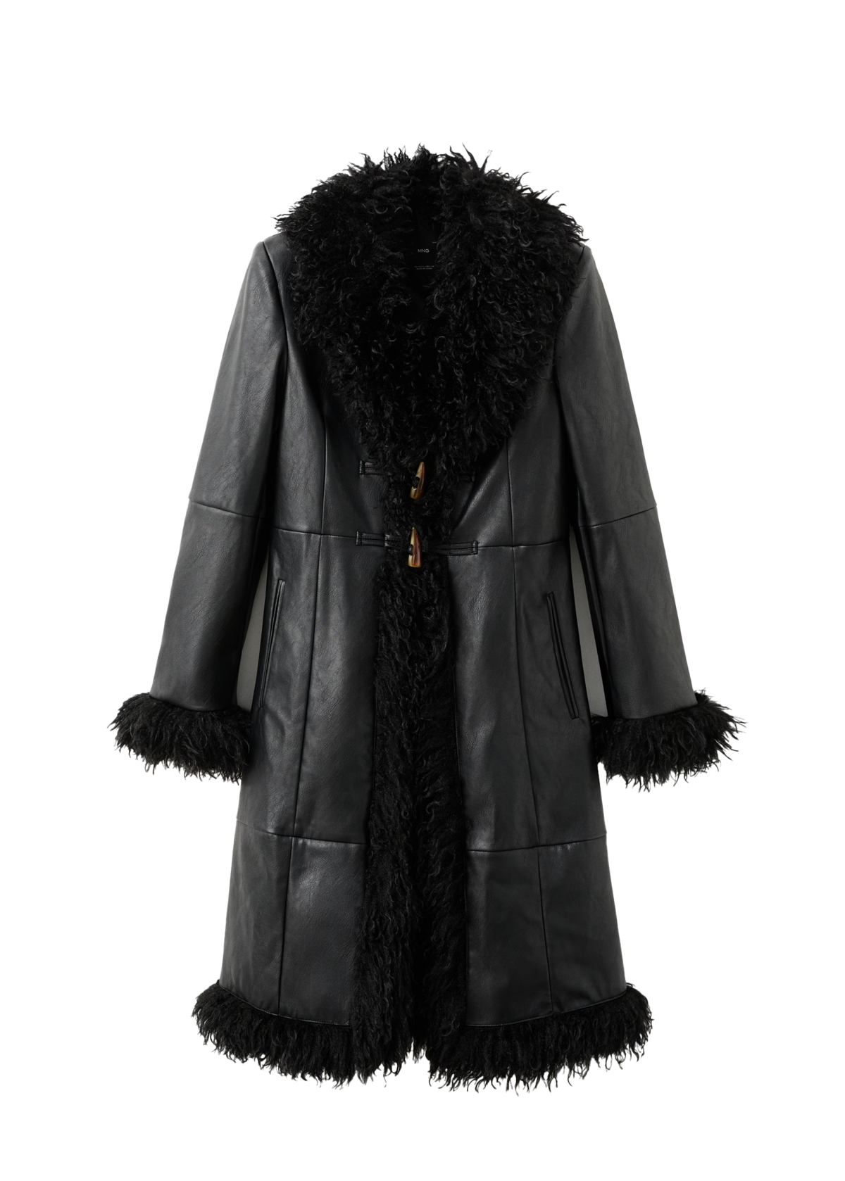 퍼 트림 페이크 이펙트 코트