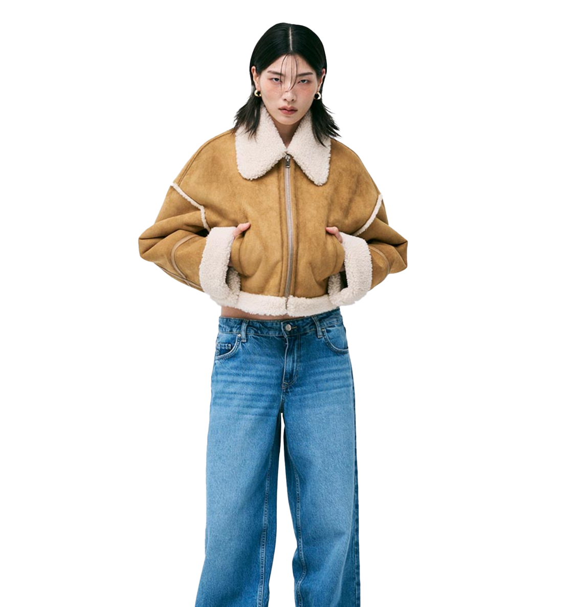 시어링 크롭트 무통 재킷