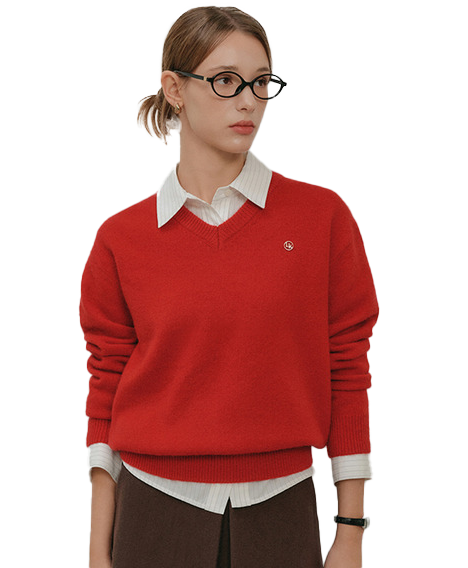 카일 울 브이넥 니트