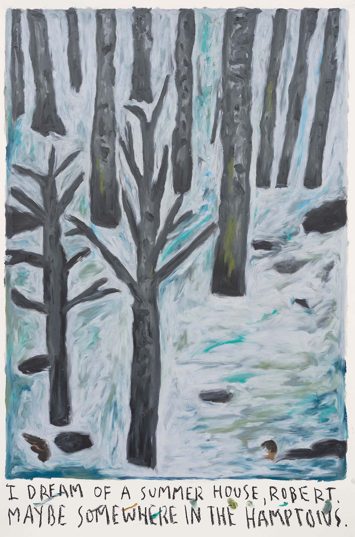 Rinus Van de Velde, <I Dream of a Summer House,...>, 2025, Oil pastel on Paper, 110 x 73 cm.