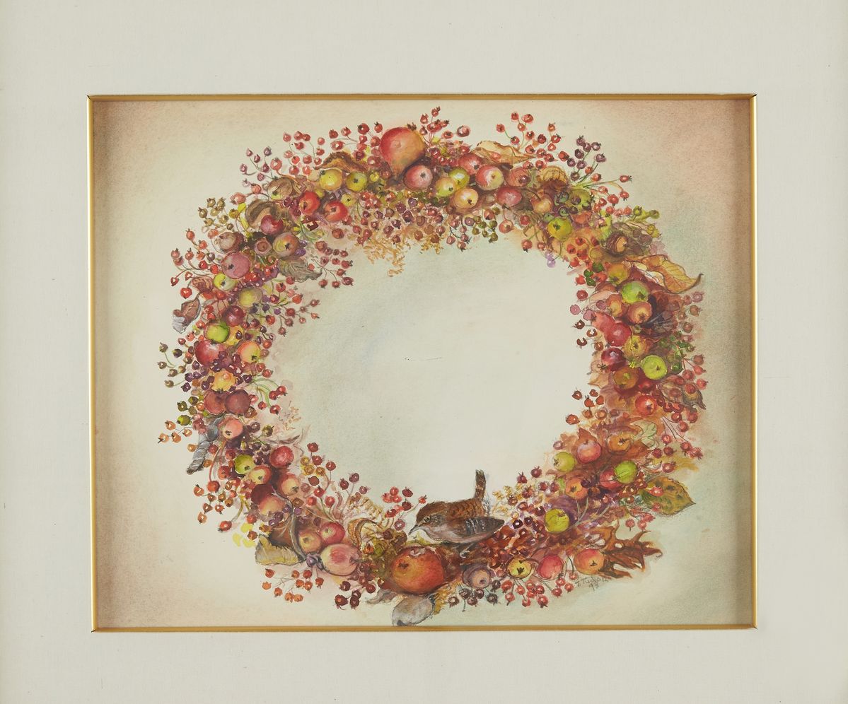 Wren and Roses, Pencil and watercolor on paper, 26 x 32cm