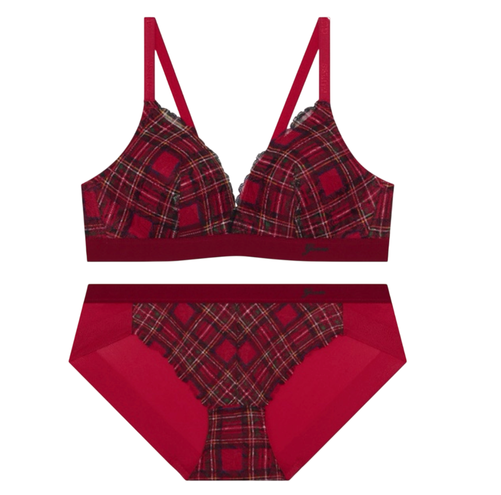 홀리데이 체크 노와이어 브라팬티세트