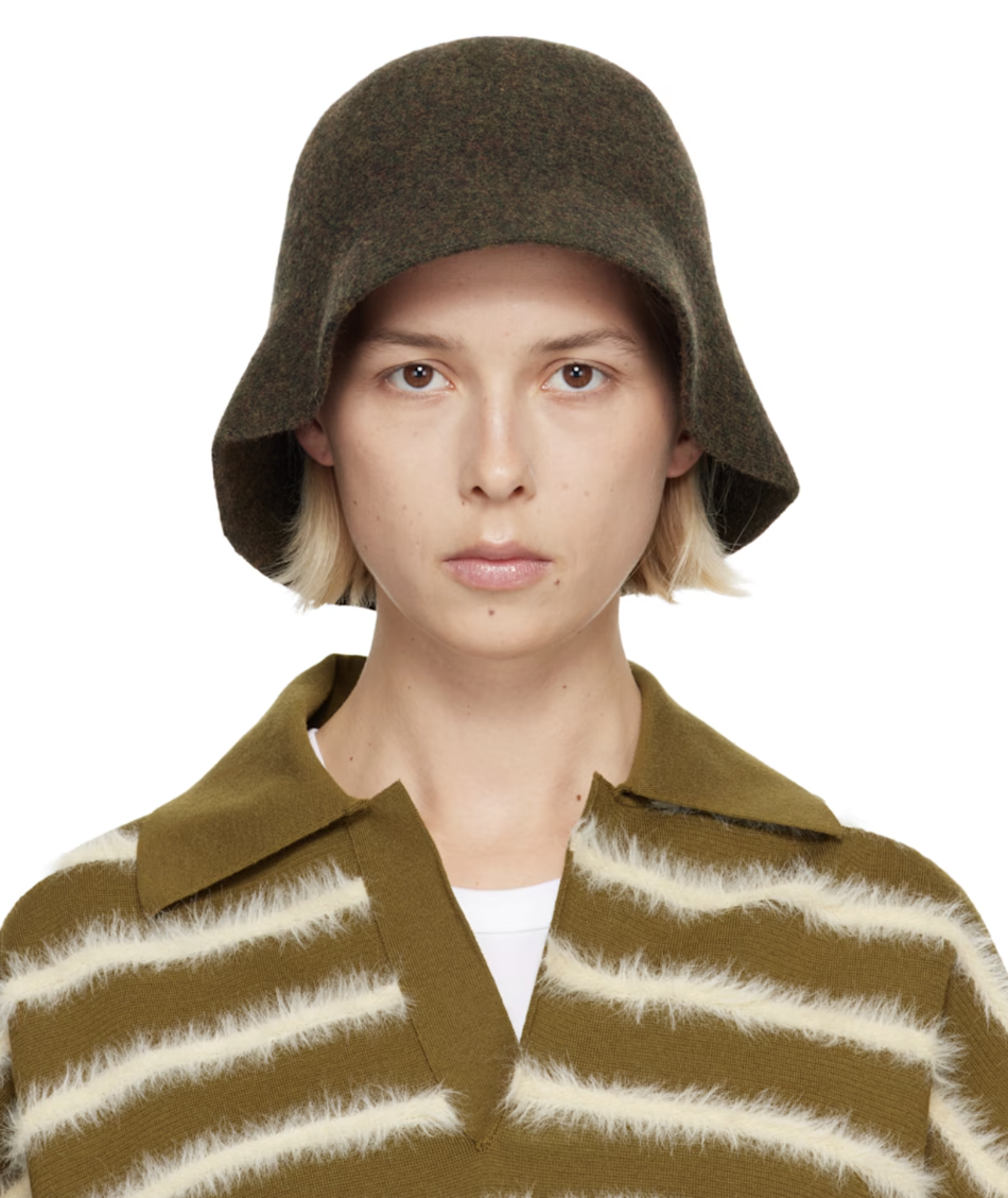 카키 클로슈 버킷햇