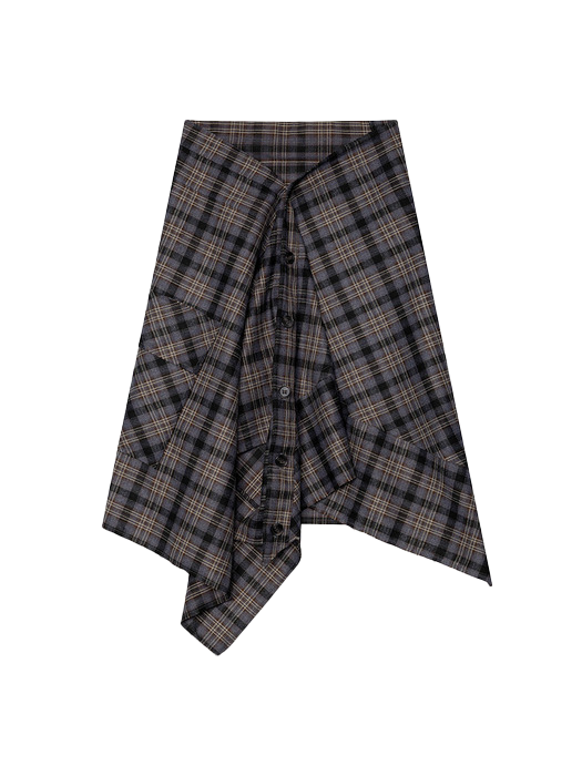 LAYERED CHECK WRAP SKIRT