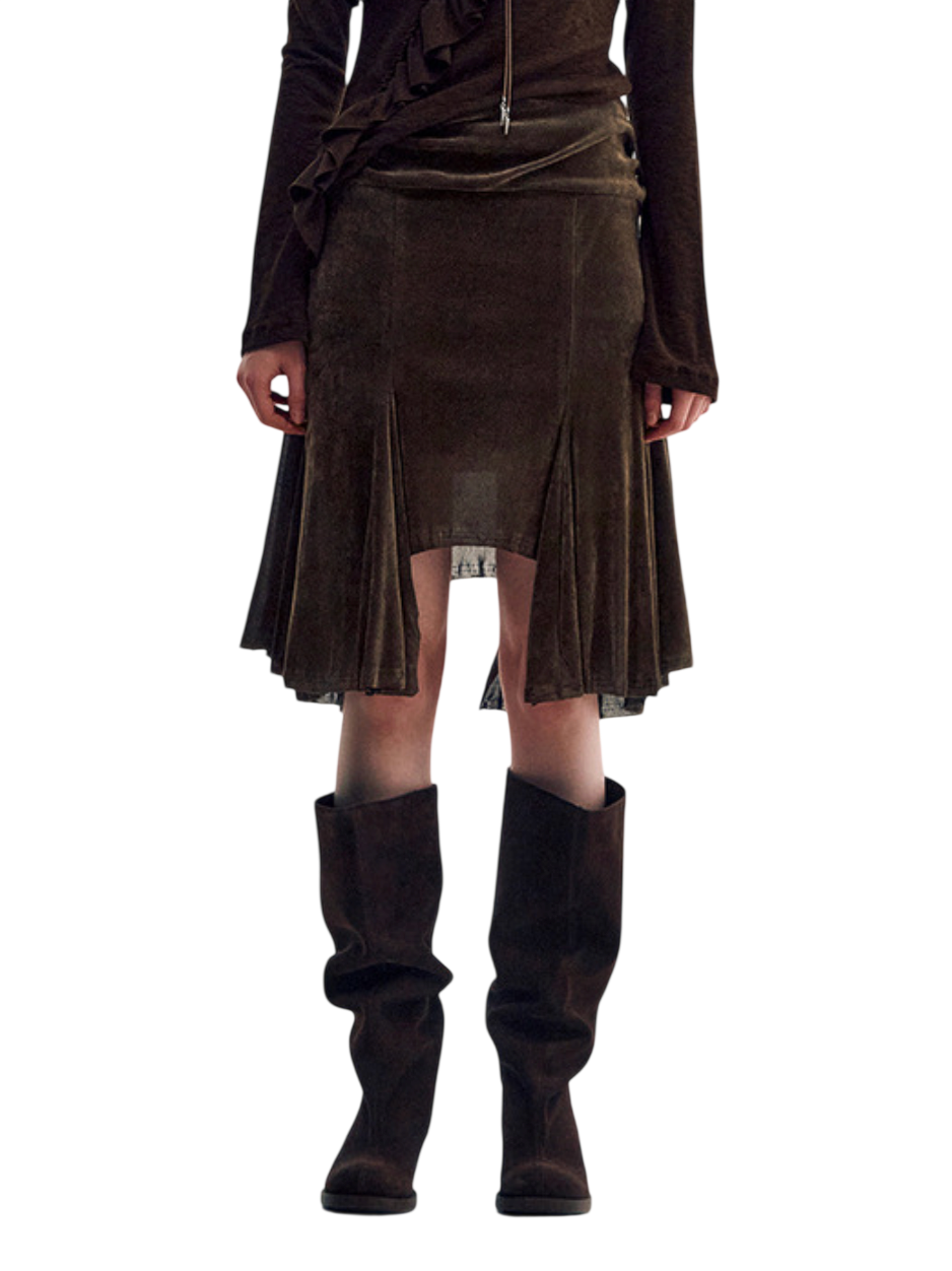 Velvet Jersey Gored Skirt