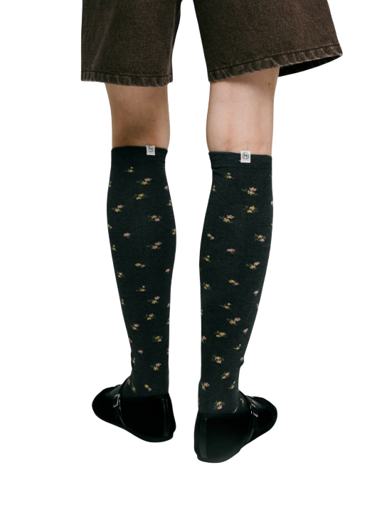 flower pattern knee socks