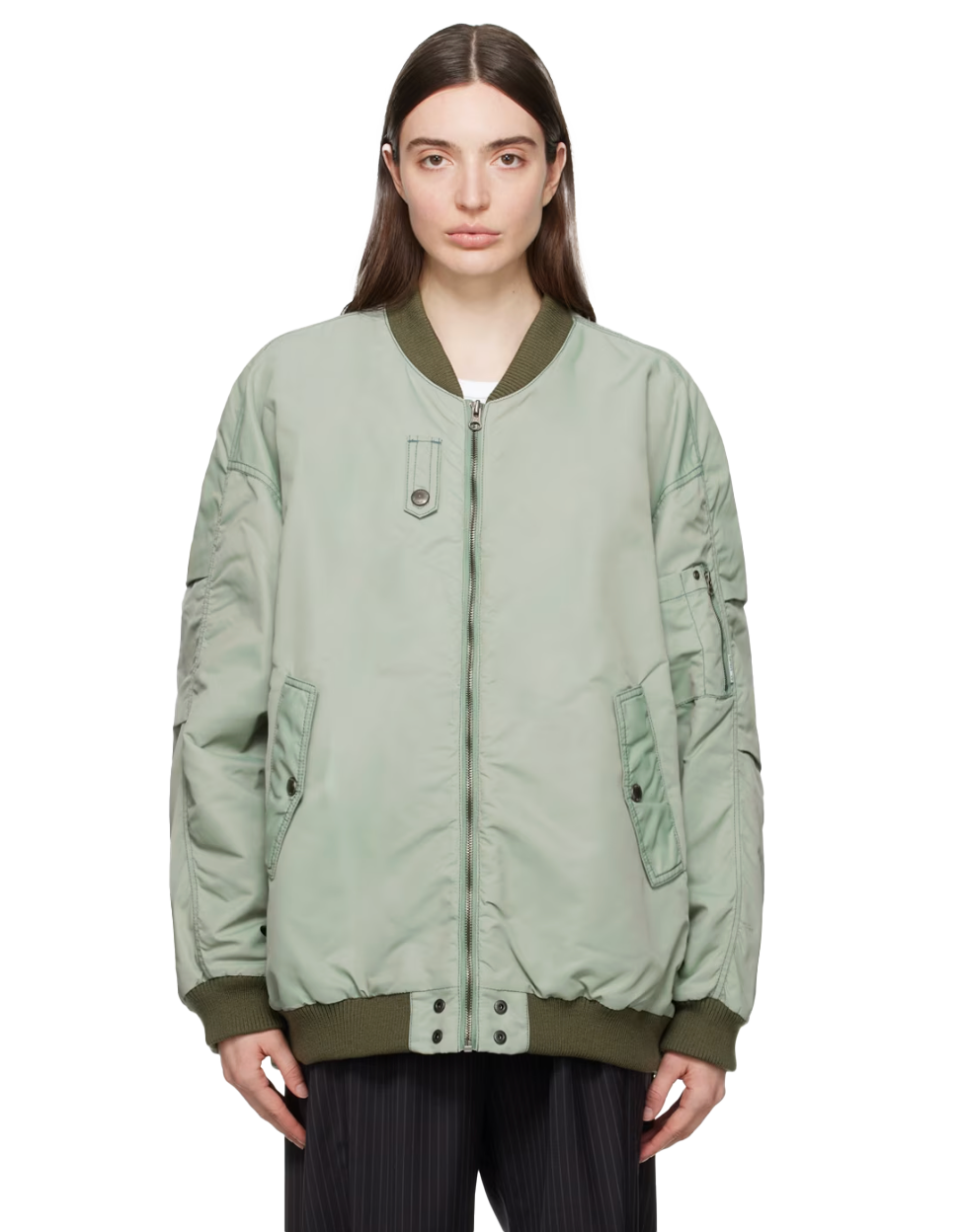 카키 오버사이즈 보머 재킷