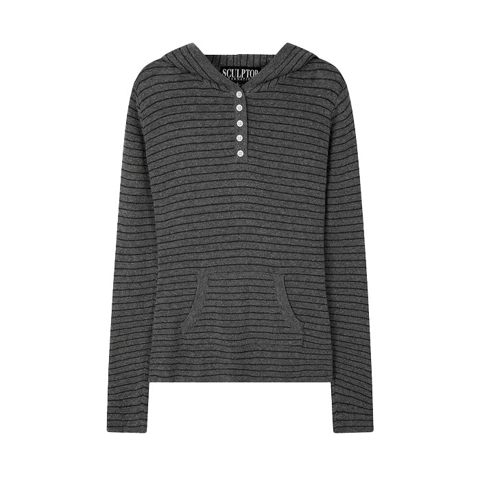 니트 스트라이프 후디