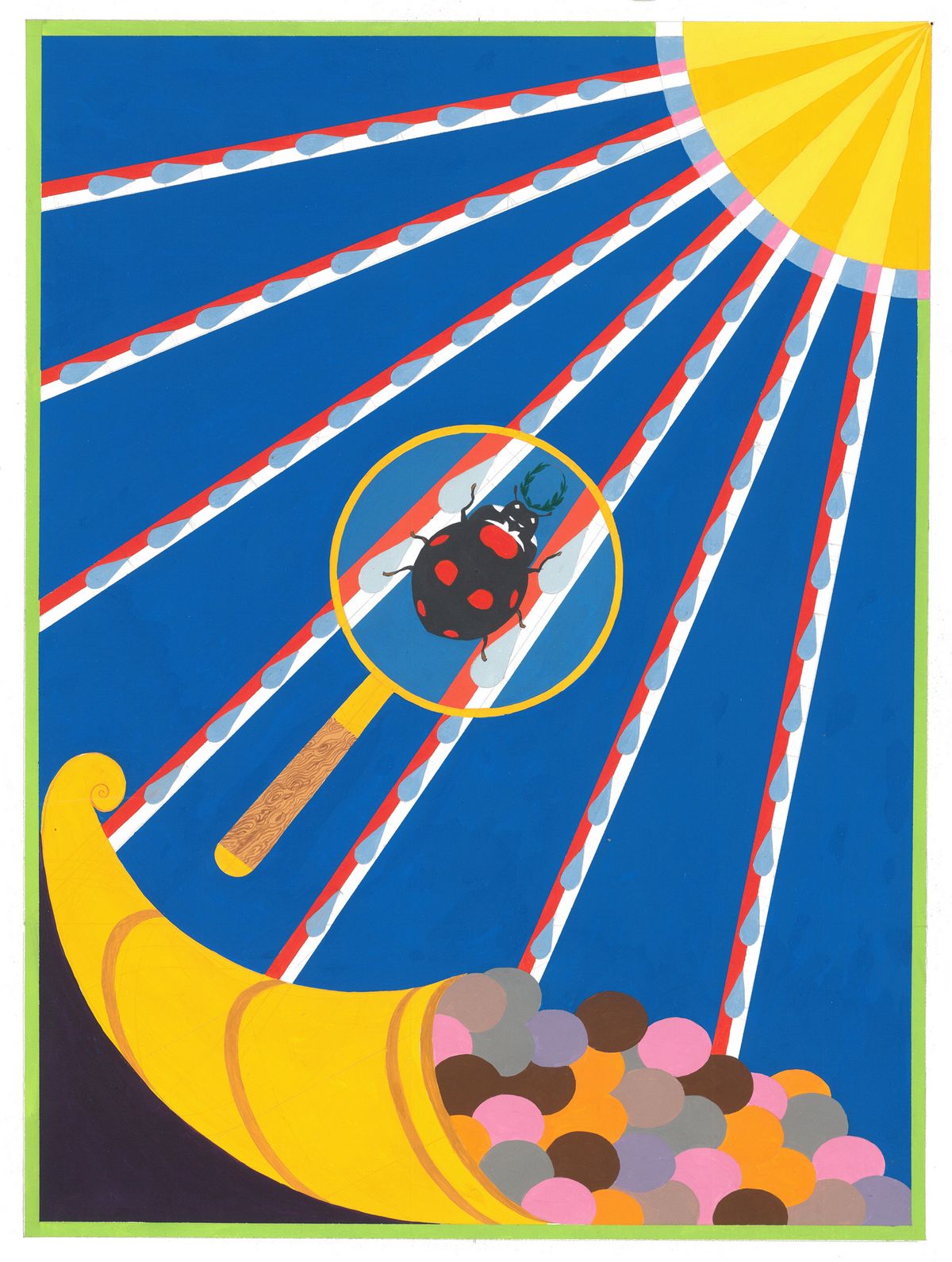 Legend: Critter Pavilion, Cornucopia, 2024 Gouache and silverpoint on poplar panel 11 x 8 1/4 inches (28 x 21 cm) KB454