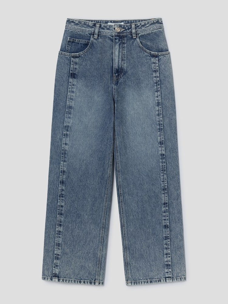 Line Point Straight Fit Denim Pants