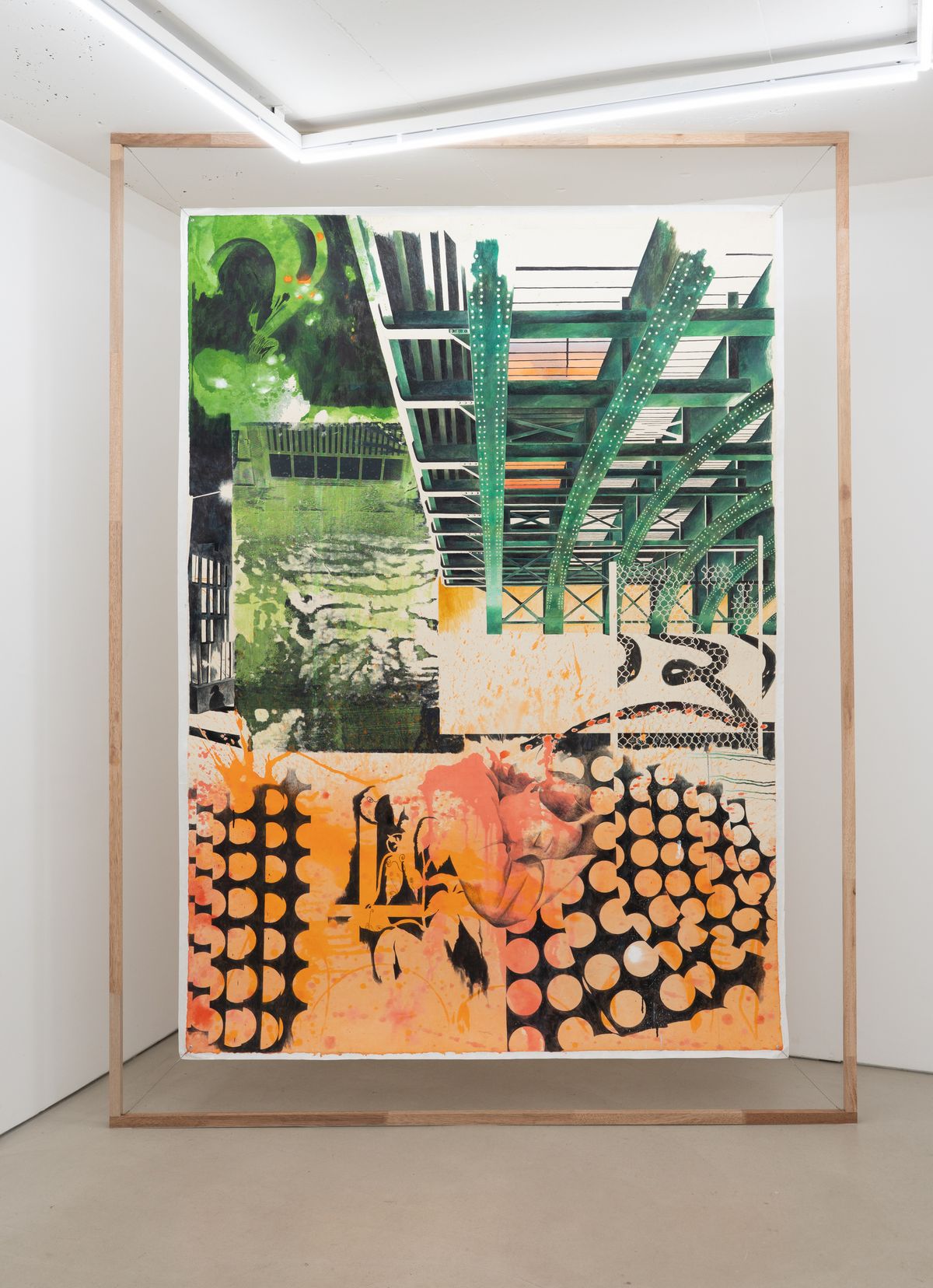 이안 하 , 2026 장지 위에 실크스크린과 채색 210 x 147 cm Courtesy of sangheeut and the artist.