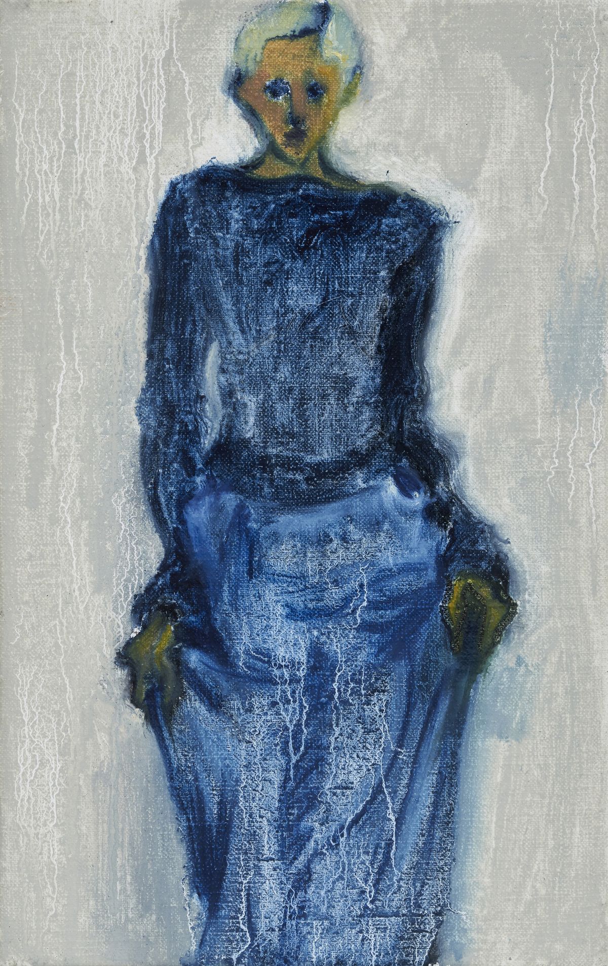Alma Feldhandler, Skirt , 2025. charcoal and oil on linen, 22 x 14 cm.